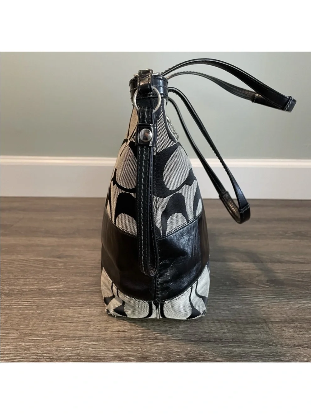 Coach Signature Canvas Tote in Black and Gray - Picture 8 of 13